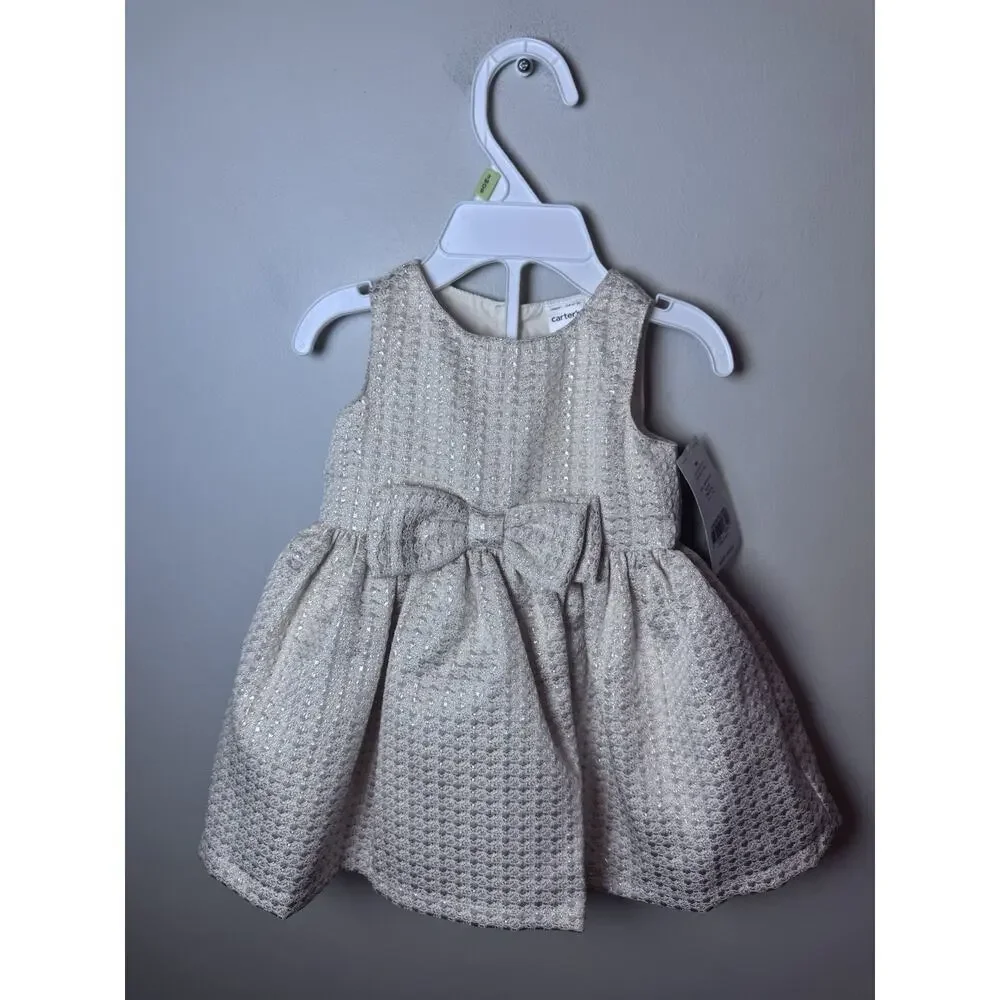 Carter's Jacquard Cream Gold Holiday Dress *NEW WITH TAGS* Sz 3 Months $40